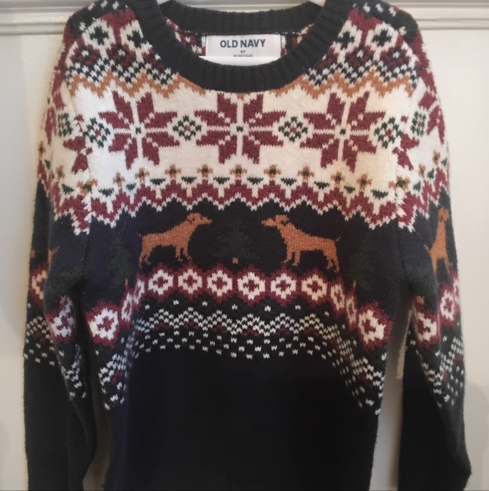 Old Navy Fair Isle Dog Sweater – 4T